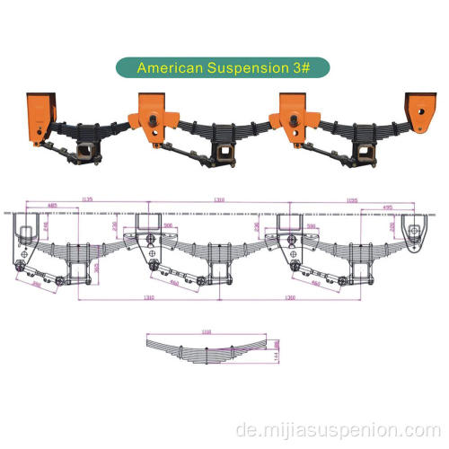 Orange American Type 3-Achs mechanische Federung